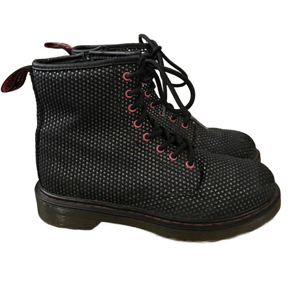 Dr. Martens Delaney Black Lace Up 90s Boots w/Metallic Rainbow Accents (Size: 5)